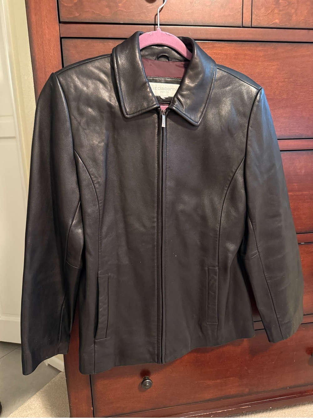 Liz Claiborne Black Leather Zip Jacket for Women